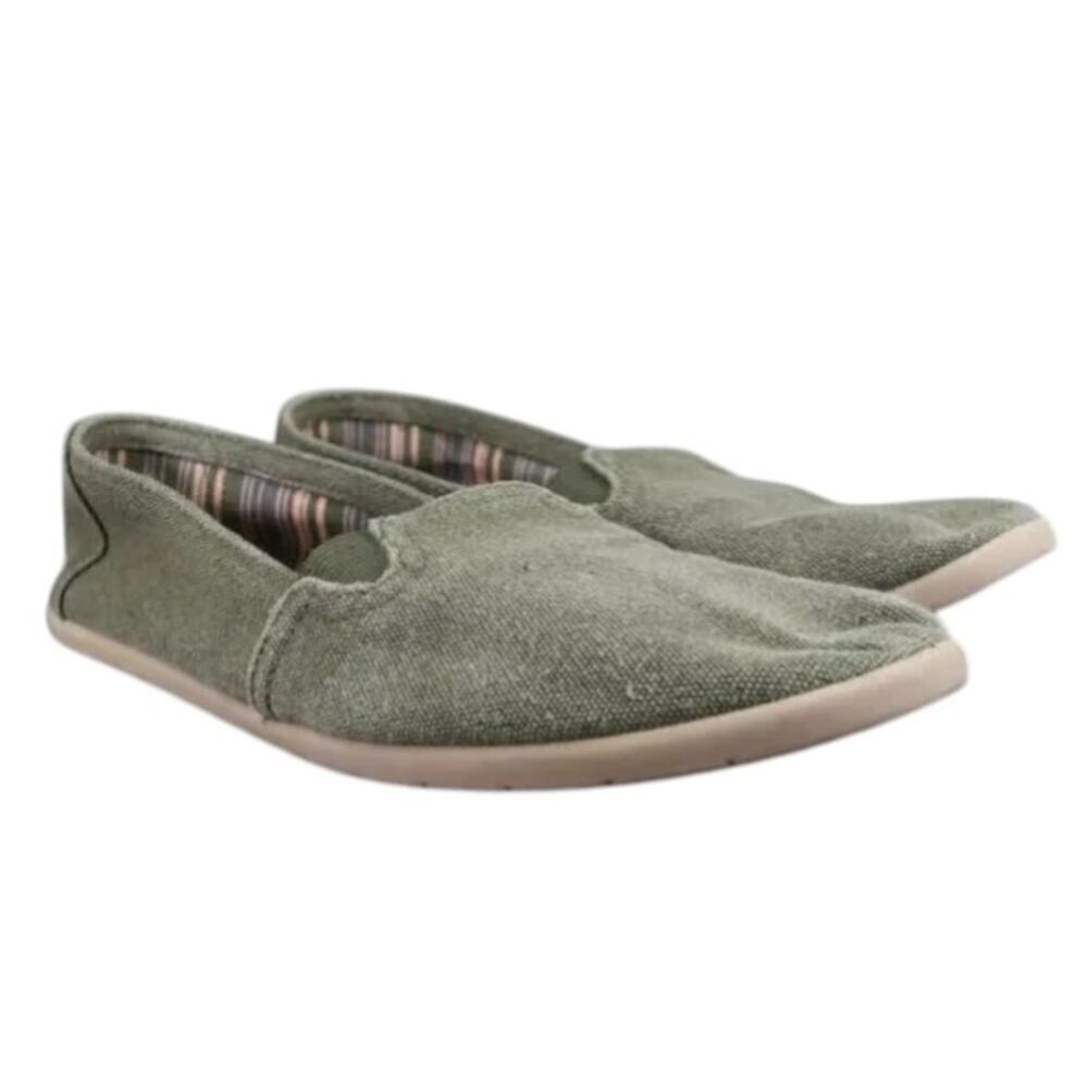 Report Shoes Womens 10 Flats Slip On Comfort Jelly Green Canvas Casual Loafer